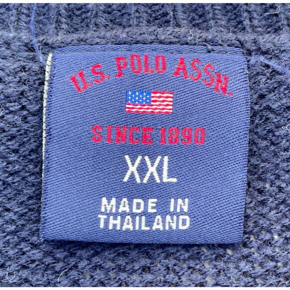 US Polo Association Blue Knitted Pull Over Long Sleeve Sweater Jacket Size XXL‎ - Picture 4 of 5